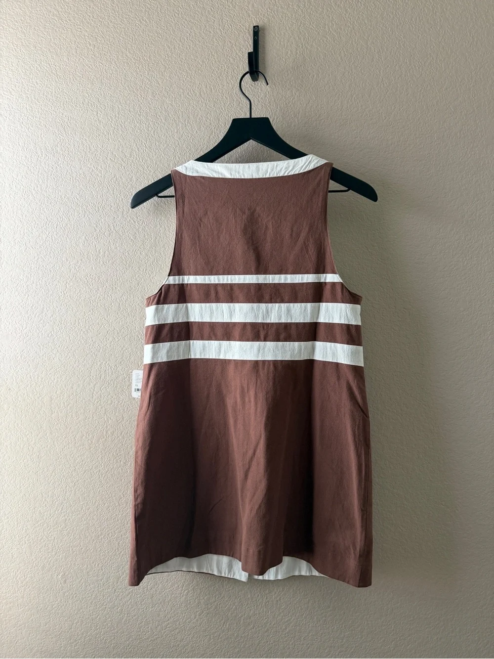 Freepeople  Brown and White Striped Button-Front Mini Dress